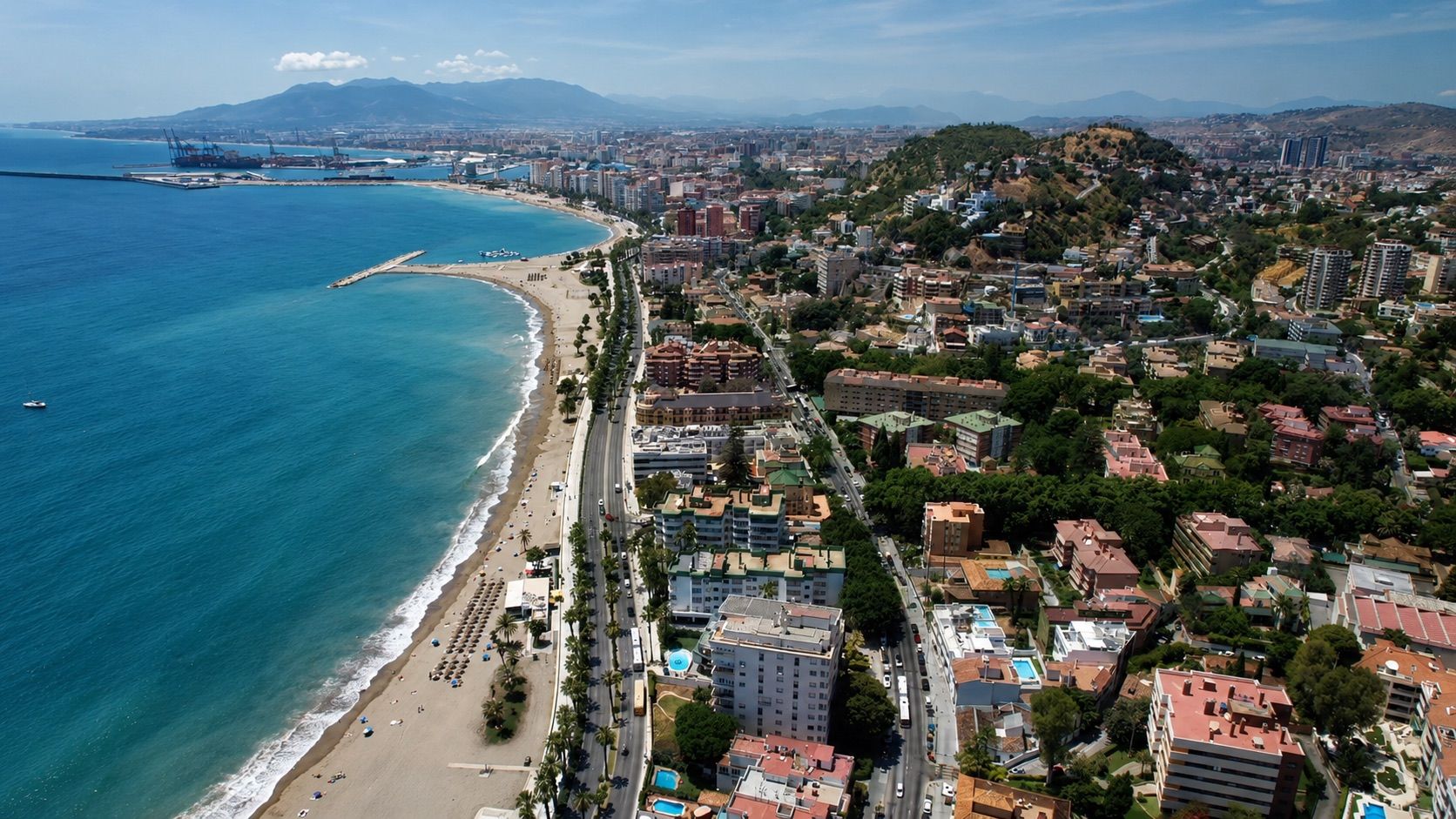 Málaga and the coast from above
